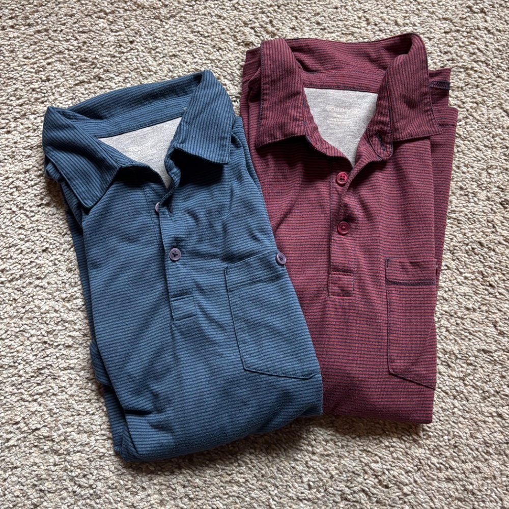Mens Toad&Co short sleeve pocket polo shirts - lot of 2